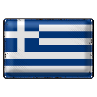 Blechschild Flagge Griechenland 30x20cm Retro Flag Greece