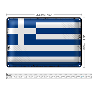 Blechschild Flagge Griechenland 30x20cm Retro Flag Greece