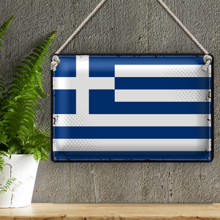 Blechschild Flagge Griechenland 30x20cm Retro Flag Greece