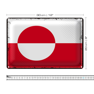Blechschild Flagge Grönland 30x20cm Retro Flag Greenland