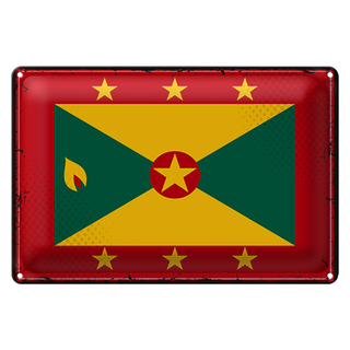 Blechschild Flagge Grenada 30x20cm Retro Flag of Grenada