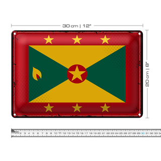 Blechschild Flagge Grenada 30x20cm Retro Flag of Grenada