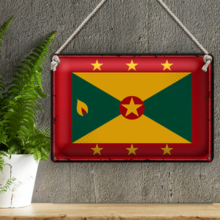 Blechschild Flagge Grenada 30x20cm Retro Flag of Grenada