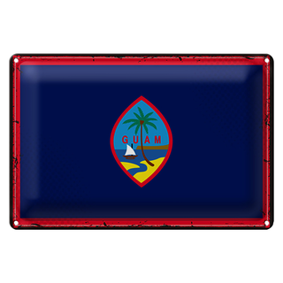Blechschild Flagge Guam 30x20cm Retro Flag of Guam