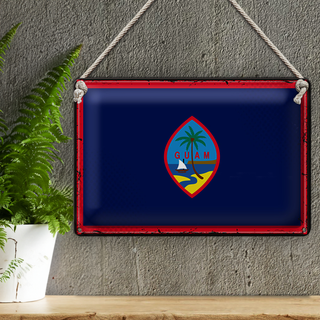 Blechschild Flagge Guam 30x20cm Retro Flag of Guam