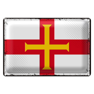 Blechschild Flagge Guernsey 30x20cm Retro Flag of Guernsey