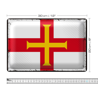 Blechschild Flagge Guernsey 30x20cm Retro Flag of Guernsey