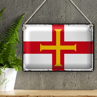 Blechschild Flagge Guernsey 30x20cm Retro Flag of Guernsey