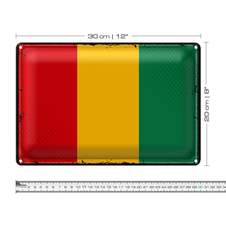 Blechschild Flagge Guinea 30x20cm Retro Flag of Guinea
