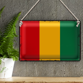 Blechschild Flagge Guinea 30x20cm Retro Flag of Guinea