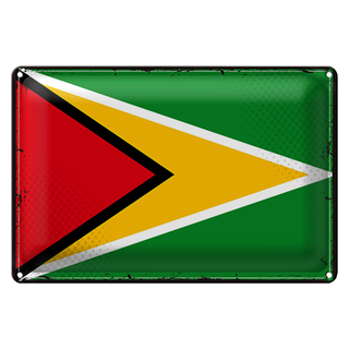 Blechschild Flagge Guyana 30x20cm Retro Flag of Guyana