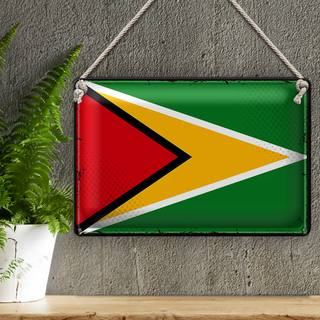 Blechschild Flagge Guyana 30x20cm Retro Flag of Guyana