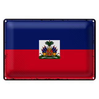 Blechschild Flagge Haiti 30x20cm Retro Flag of Haiti