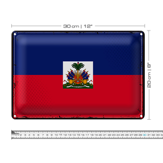 Blechschild Flagge Haiti 30x20cm Retro Flag of Haiti