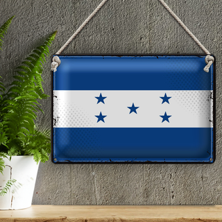 Blechschild Flagge Hondura 30x20cm Retro Flag of Honduras