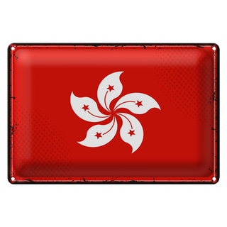 Blechschild Flagge Hongkong 30x20cm Retro Flag Hong Kong