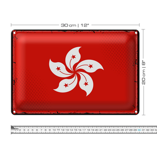 Blechschild Flagge Hongkong 30x20cm Retro Flag Hong Kong