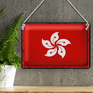 Blechschild Flagge Hongkong 30x20cm Retro Flag Hong Kong