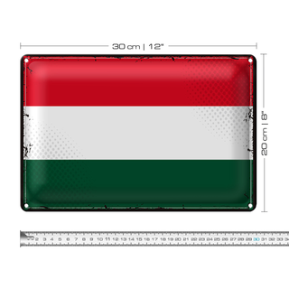 Blechschild Flagge Ungarn 30x20cm Retro Flag of Hungary