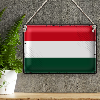 Blechschild Flagge Ungarn 30x20cm Retro Flag of Hungary