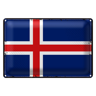 Blechschild Flagge Island 30x20cm Retro Flag of Iceland