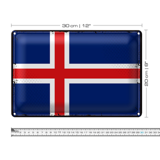 Blechschild Flagge Island 30x20cm Retro Flag of Iceland