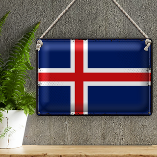 Blechschild Flagge Island 30x20cm Retro Flag of Iceland