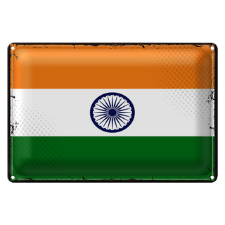 Blechschild Flagge Indien 30x20cm Retro Flag of India