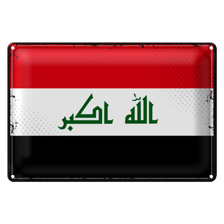 Blechschild Flagge Irak 30x20cm Retro Flag of Iraq