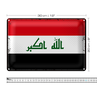 Blechschild Flagge Irak 30x20cm Retro Flag of Iraq