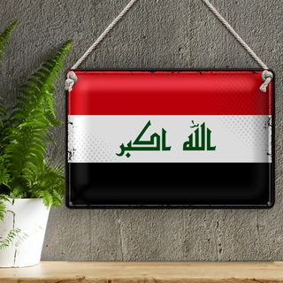 Blechschild Flagge Irak 30x20cm Retro Flag of Iraq