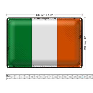 Blechschild Flagge Irland 30x20cm Retro Flag of Ireland