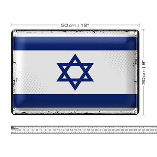 Blechschild Flagge Israel 30x20cm Retro Flag of Israel