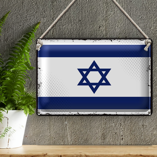 Blechschild Flagge Israel 30x20cm Retro Flag of Israel
