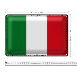 Blechschild Flagge Italien 30x20cm Retro Flag of Italy