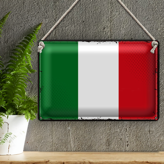 Blechschild Flagge Italien 30x20cm Retro Flag of Italy