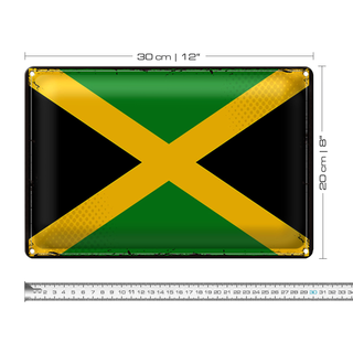 Blechschild Flagge Jamaika 30x20cm Retro Flag of Jamaica