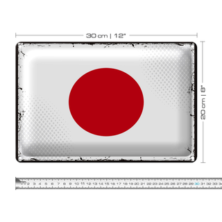 Blechschild Flagge Japan 30x20cm Retro Flag of Japan