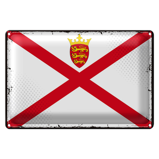 Blechschild Flagge Jersey 30x20cm Retro Flag of Jersey