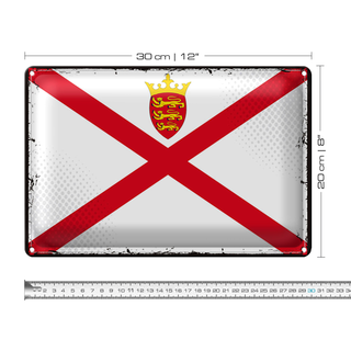 Blechschild Flagge Jersey 30x20cm Retro Flag of Jersey