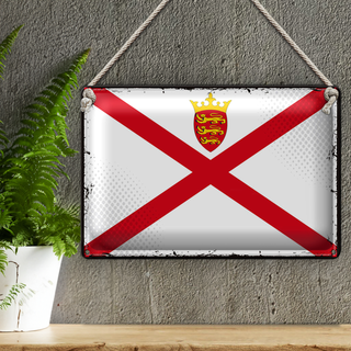 Blechschild Flagge Jersey 30x20cm Retro Flag of Jersey
