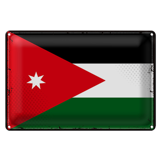 Blechschild Flagge Jordanien 30x20cm Retro Flag of Jordan