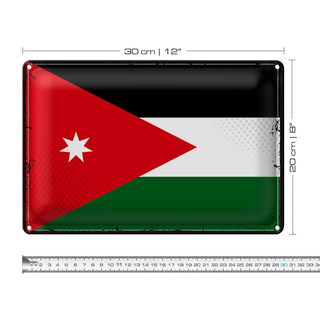 Blechschild Flagge Jordanien 30x20cm Retro Flag of Jordan