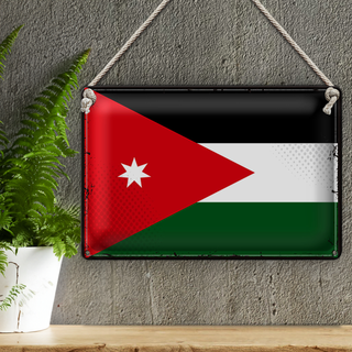 Blechschild Flagge Jordanien 30x20cm Retro Flag of Jordan