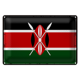 Blechschild Flagge Kenia 30x20cm Retro Flag of Kenya
