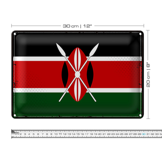 Blechschild Flagge Kenia 30x20cm Retro Flag of Kenya