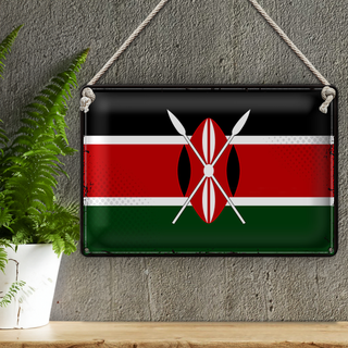 Blechschild Flagge Kenia 30x20cm Retro Flag of Kenya