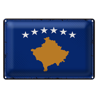Blechschild Flagge Kosovo 30x20cm Retro Flag of Kosovo