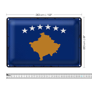 Blechschild Flagge Kosovo 30x20cm Retro Flag of Kosovo