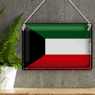 Blechschild Flagge Kuwait 30x20cm Retro Flag of Kuwait